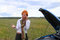 Free Young Woman With Broken Car. Royalty Free Stock Image - 3373286