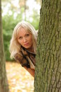 Free Girl Behind Tree Royalty Free Stock Photos - 3382238