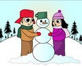 Free Kids Building Snowman Royalty Free Stock Images - 3464619