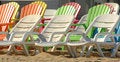 Free Rows Of Colored Beach Chairs Stock Image - 3477551