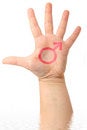 Free Male Hand  With Male Drawing Symbol Royalty Free Stock Photography - 3527197