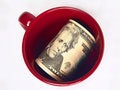 Free US 20 Dollars Bills In A Mug Stock Photos - 3661923