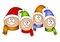 Free Happy Cartoonish Kids Wearing Hats And Scarves Royalty Free Stock Image - 3696856