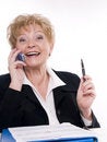 Free Satisfied Buisnesswoman With Phone Royalty Free Stock Photography - 3719827