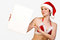 Free Christmas Girl Holding Up A White Sign For Copyspa Stock Photo - 3743470