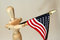 Free Wooden Model Holding USA Flag Royalty Free Stock Photos - 3752388
