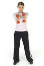 Free Beauty With Orange Dumbbells Stock Photos - 3805613