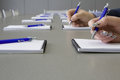 Free A Grey Table With Grey Chairs And Notebooks Laying Stock Photos - 3807543