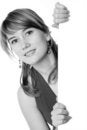 Free Beautiful Woman Looks Around The Edge Stock Images - 3808434