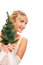 Free Girl Holding A Christmas Tree Stock Image - 3824861