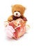 Free Classic Brown Teddy Bear With Heart-shaped Present Royalty Free Stock Photo - 3977995