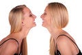 Free Twin Girls Face-to-face Close-up Royalty Free Stock Image - 4003946