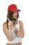 Free Emotional Girl In Red Cap Stock Images - 4007604