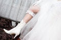 Free A Sexy Leg Of The Bride In A White Boot Royalty Free Stock Photo - 4088505