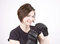 Free Brunette Kick Boxer Smiling Stock Image - 4081631