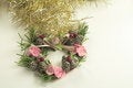Free Silver Bells With Heart Shape Wreath And Tinsel Stock Photos - 4095813