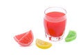 Free Glass Of Red Juice And Fruit Jellies Royalty Free Stock Image - 4114396