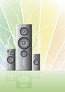 Free Three Music Speakers On A Rainbow Lined Background Stock Image - 4115281