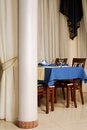 Free Table With A Blue Tablecloth Royalty Free Stock Photography - 4126147