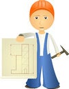 Free Worker With Draft Royalty Free Stock Image - 4137816