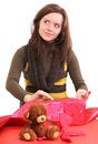 Free Girl Is Preparing Gift Stock Images - 4161164