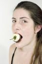 Free Young Attractive Woman Eating A Chocolate Covered Strawberry Royalty Free Stock Photo - 422785