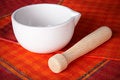 Free White Mortar Over A Tablecloth Stock Images - 4202474