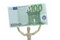 Free Manikin Holds Euro Bill High Up Royalty Free Stock Photos - 4204088
