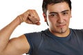 Free A Bronze Man Is Demonstrating His Biceps Stock Images - 4259864