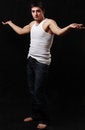 Free A Bronze Man Is Demonstrating His Biceps Stock Photography - 4260052