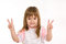 Free Nice Little Girl Showing Two Fingers Royalty Free Stock Photo - 4272145