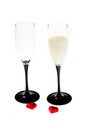 Free Glasses With Alcohol And Red Hearts (isolated) Stock Photos - 4288353
