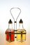 Free Oil And Vinegar Bottles In Metal Rack Stock Photography - 4364572