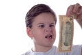 Free The Boy Looks At Money Stock Photo - 4383970