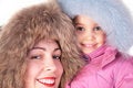 Free Mother With Child In Furry Hats Stock Photography - 4387942