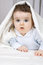 Free The Little Boy Of 7 Months Looks Out From Under Co Stock Photo - 4412480