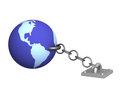 Free The 3d Earth, Chained Metal A Circuit Royalty Free Stock Images - 4471059