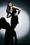 Free Girl In A Black Dress. In All Growth Royalty Free Stock Image - 4473956