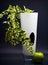 Free White Glass Vase With Green Stem And Apple On Gray Stock Photo - 4490200