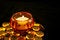 Free Candle In Amber Holder With Beads Stock Photos - 4518243