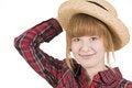 Free Girl With Hand On Hat Royalty Free Stock Photography - 4552857