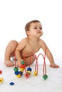 Free Boy Sitting Near Multicolored Cubes And Curl Stock Photo - 4686350