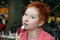 Free Red Haired Woman With Spoon Royalty Free Stock Photos - 4681628