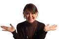 Free Smiling East-type Woman In Black Brown Clothers Stock Photography - 4694072