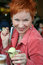 Free Woman Eating Ice-cream In Cafe Royalty Free Stock Images - 4690809