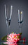 Free Two Wineglasses And Pink Flowers On Gray Stock Photography - 4701132