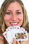 Free Woman With Cards Royalty Free Stock Image - 4717536