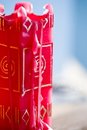 Free A Used Red Candle With Designs On The Side Royalty Free Stock Photos - 4752208