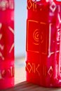 Free A Used Red Candle With Designs On The Side Royalty Free Stock Photo - 4752215