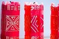 Free A Used Red Candle With Designs On The Side Royalty Free Stock Image - 4752216